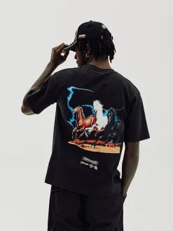 Box Fit T-shirt, Men - Horsepower - Black