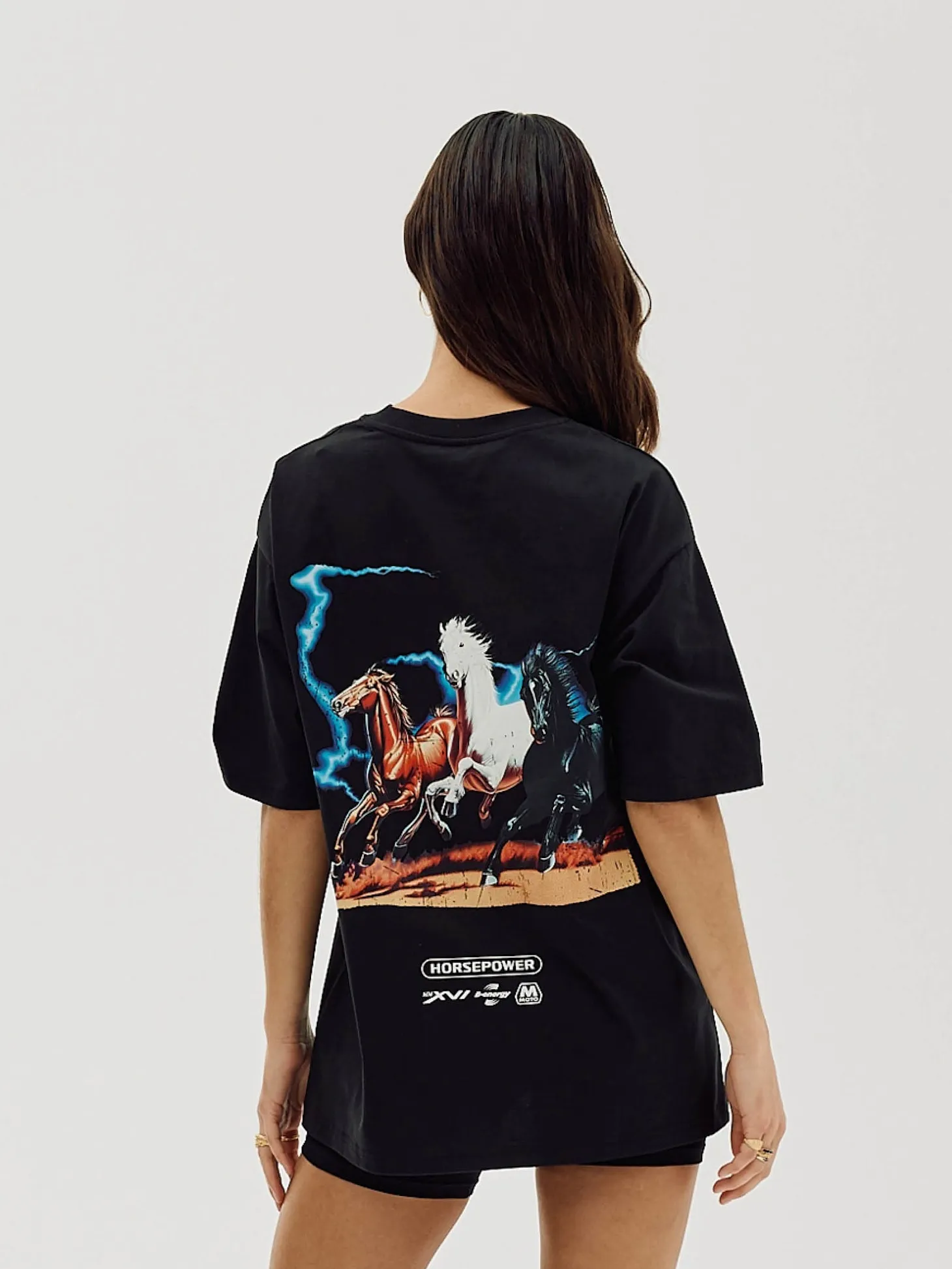 Box Fit T-shirt, Women - Horsepower - Black