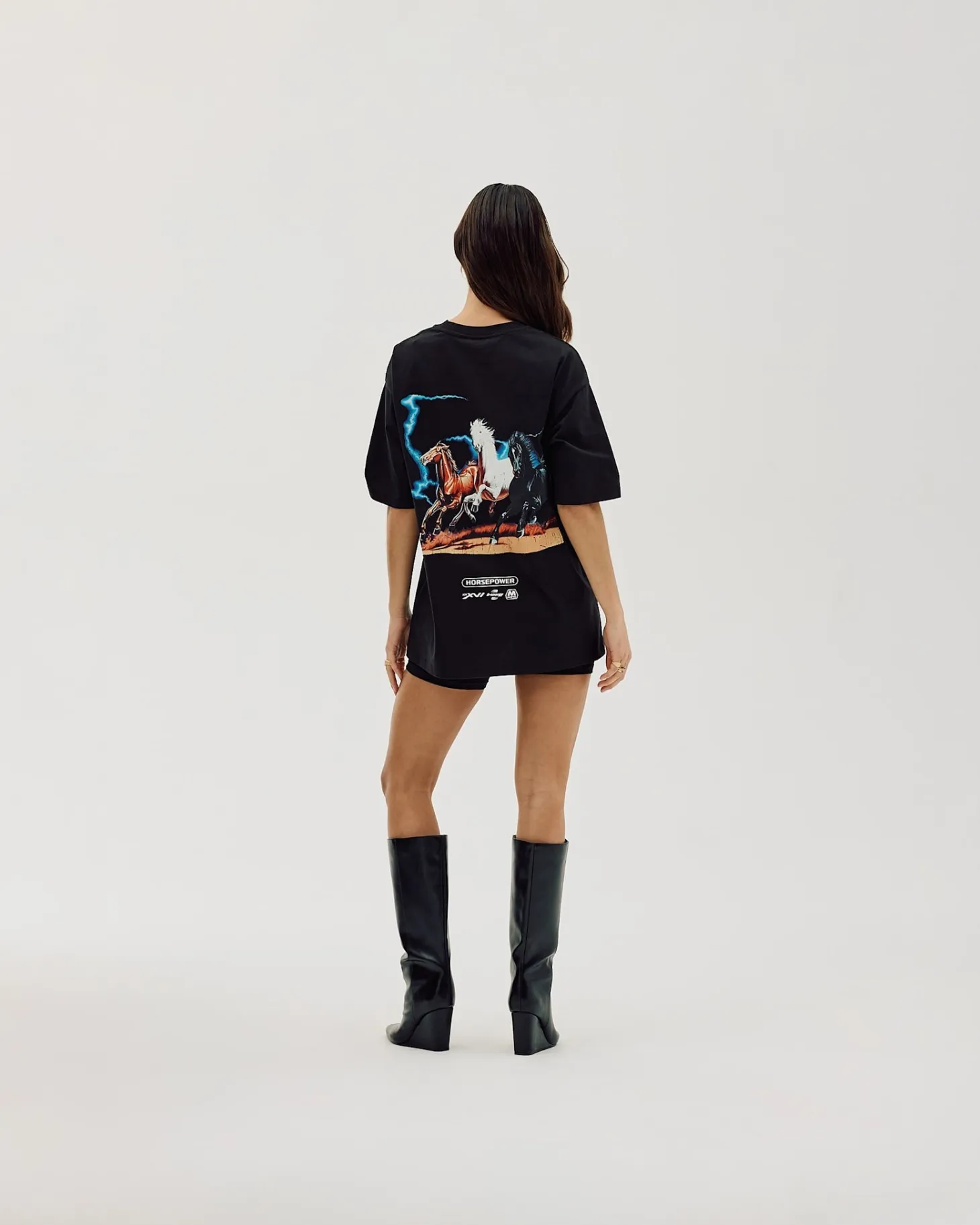 Box Fit T-shirt, Women - Horsepower - Black