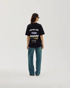 Box Fit T-shirt, Women - Moto - Black