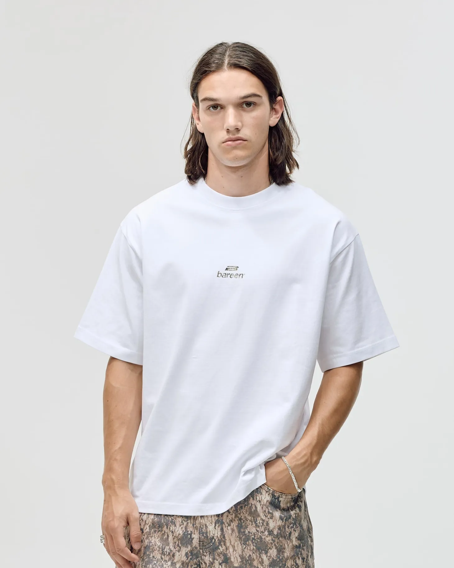 Camo Logo Box Fit, Men - White