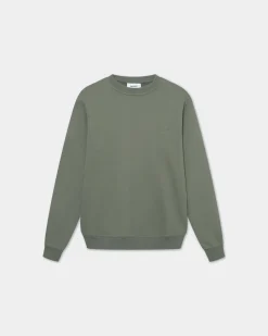 Classic Crewneck, Men - Embroidered Logo - Olive Green
