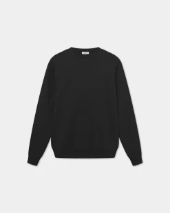 Classic Crewneck, Men - Embroidered Logo - Black