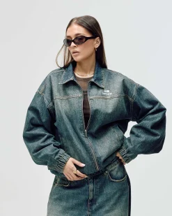 Denim Workwear Jacket, Women - Dark Blue Wash
