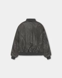 Faux Leather Bomber Jacket, Men - Vintage Black