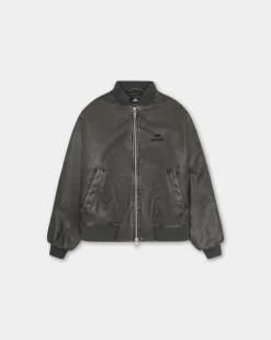 Faux Leather Bomber Jacket, Men - Vintage Black