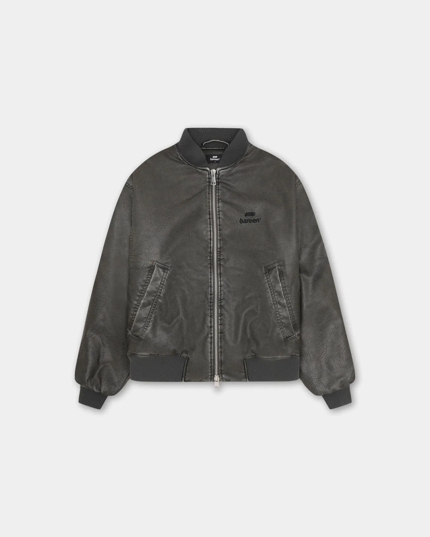 Faux Leather Bomber Jacket, Women - Vintage Black
