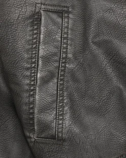Faux Leather Bomber Jacket, Women - Vintage Black