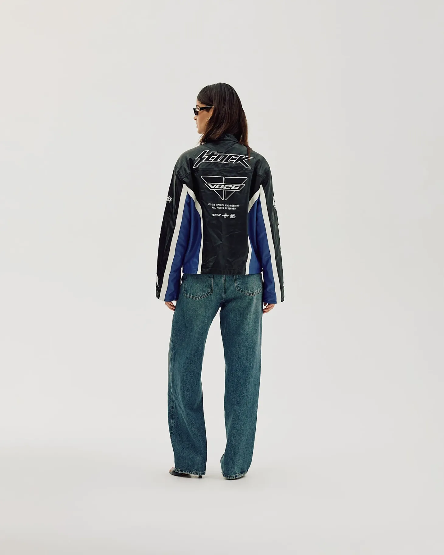 Faux Leather Moto Jacket, Women - Cobalt Blue