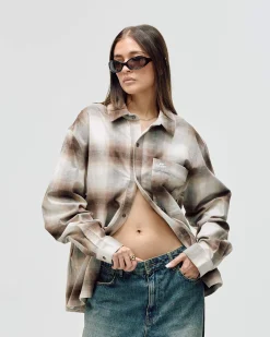 Flannel Shirt, Women - Brown Check