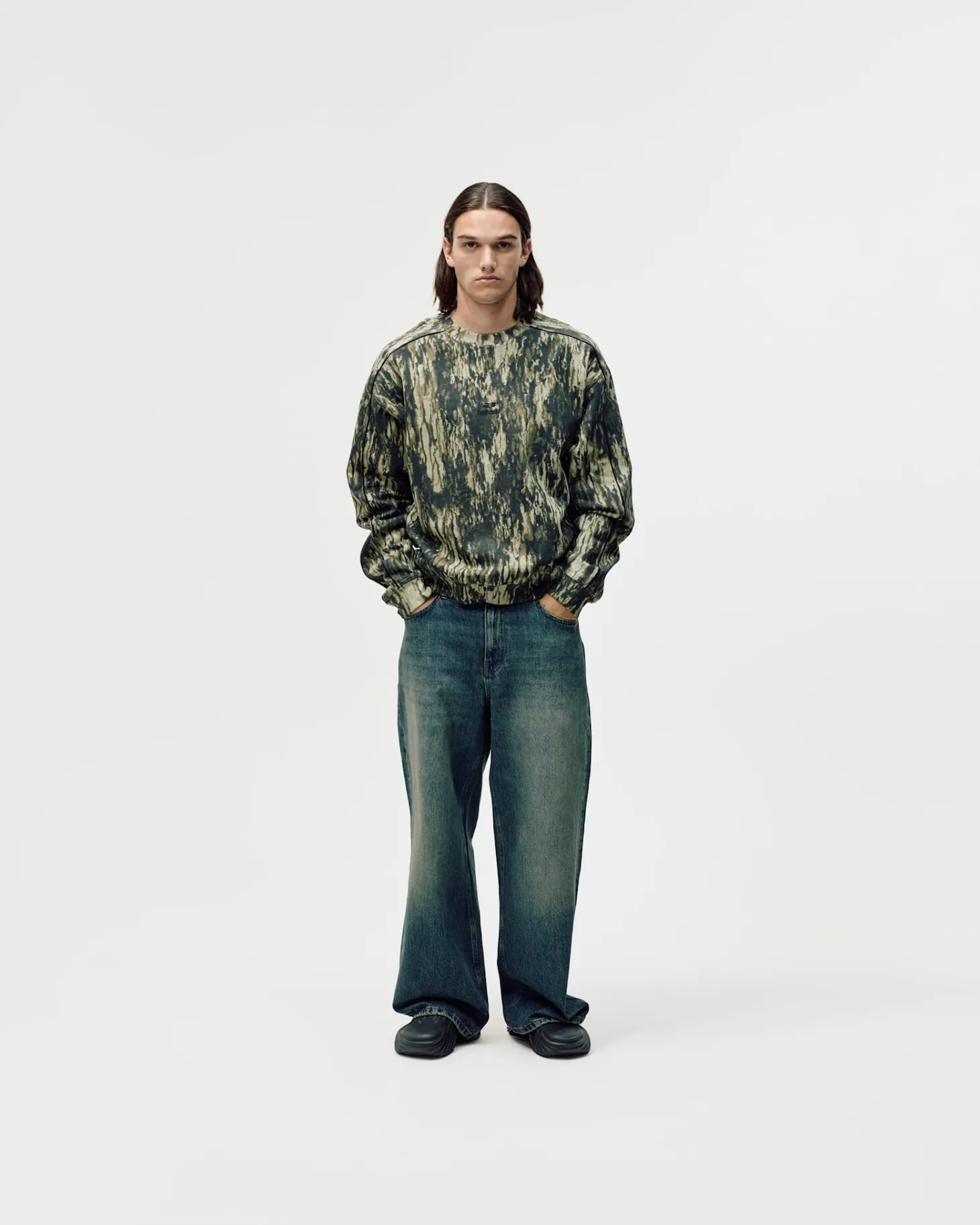 Logo Oversized Crewneck, Men - Camo