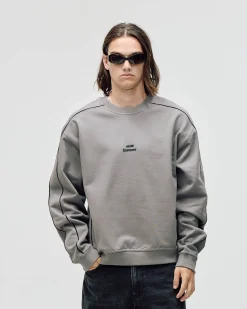 Logo Oversized Crewneck, Men - Dark Grey