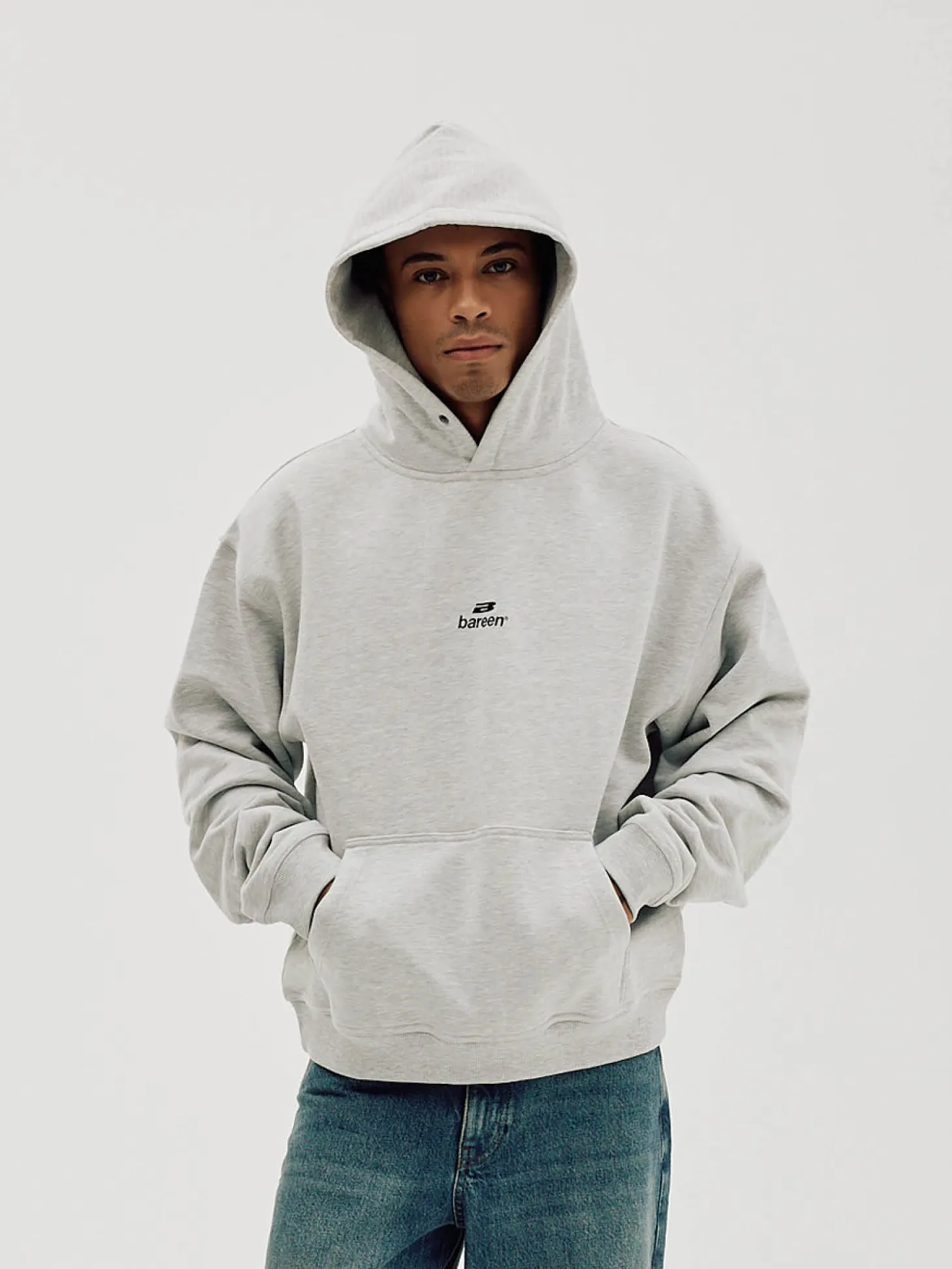 Logo Oversize Hoodie, Men - Cloudy Grey