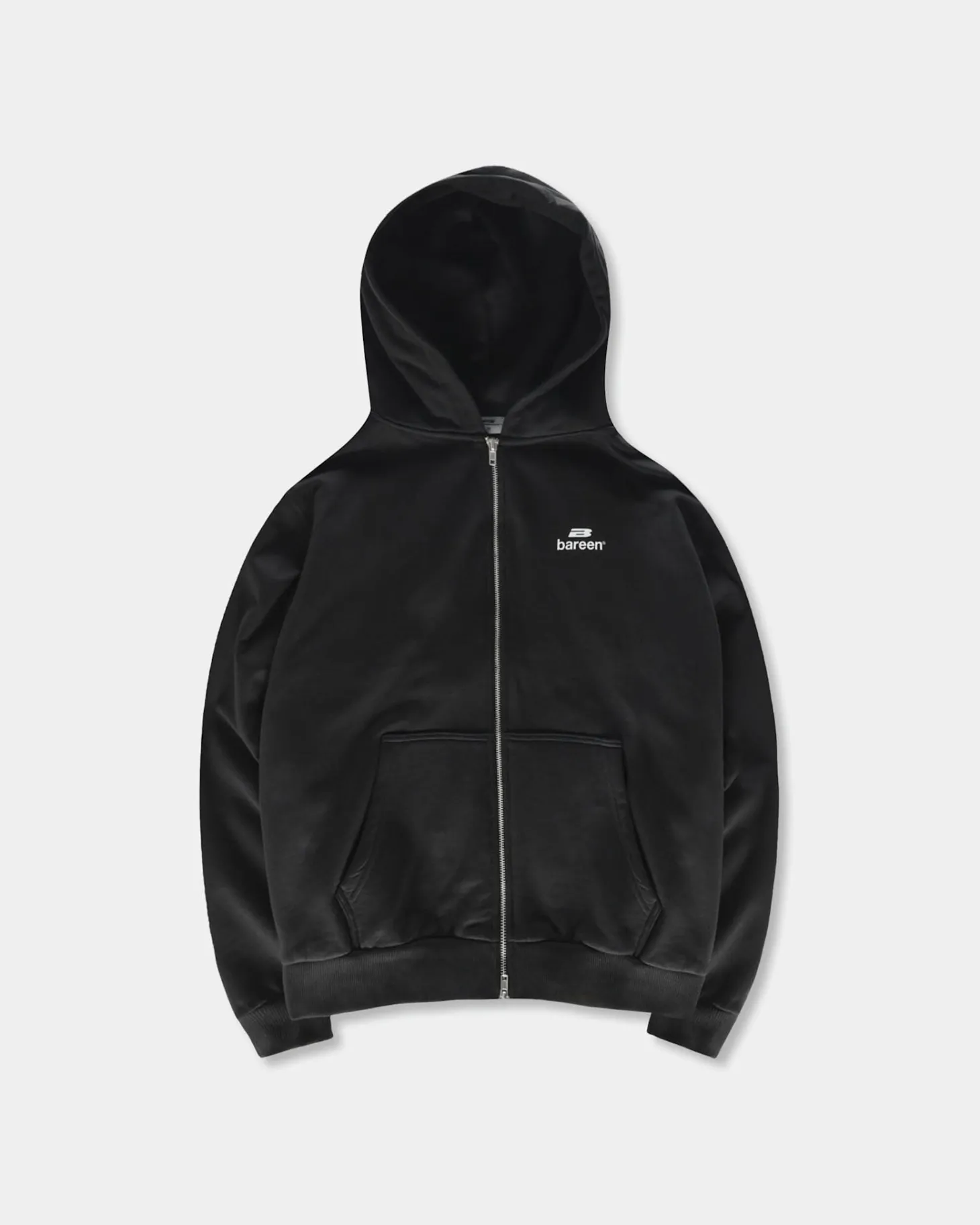 Logo Oversize Zip Hoodie, Men - Black