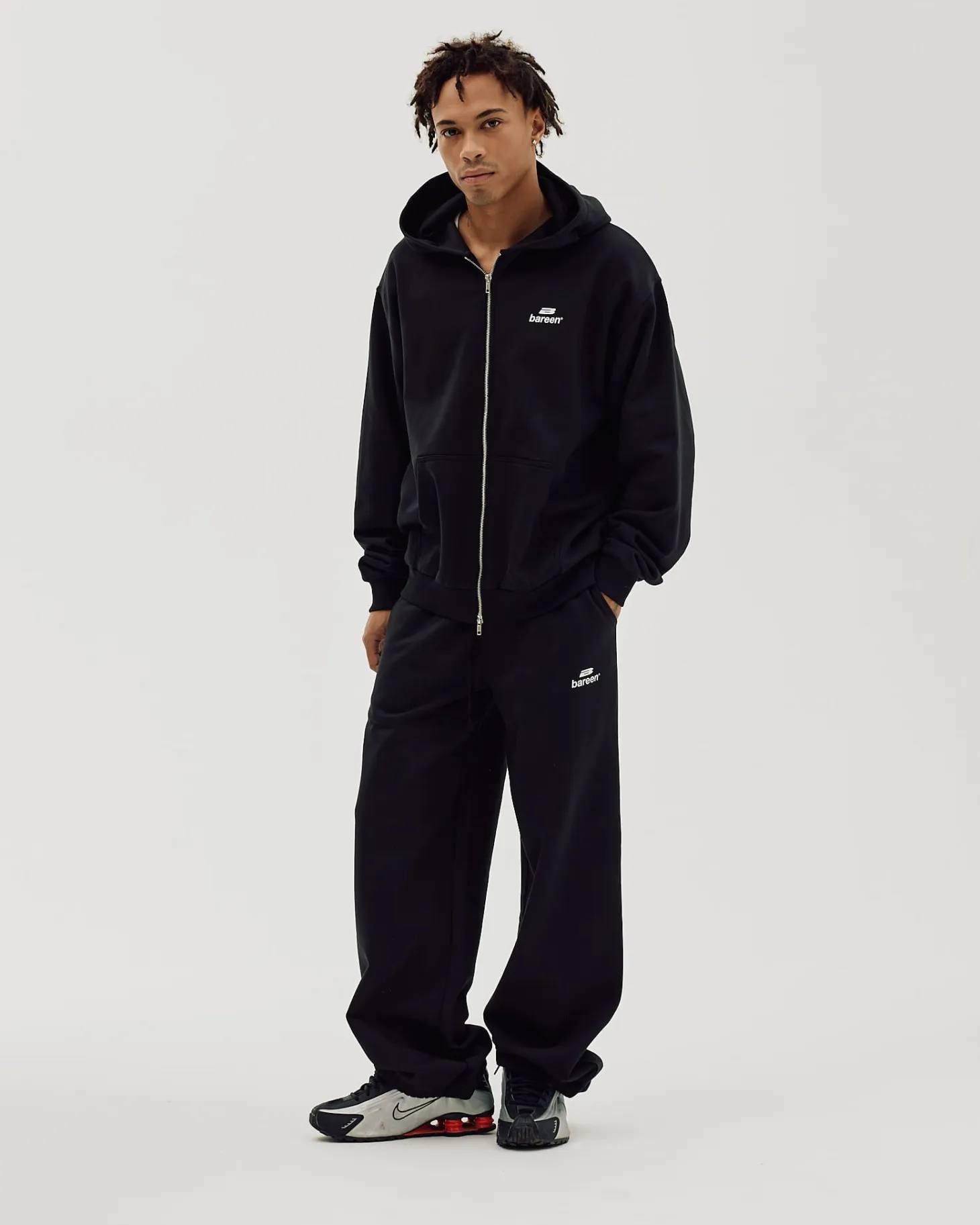 Logo Oversize Zip Hoodie, Men - Black