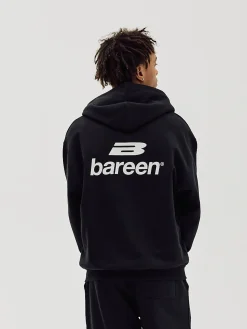 Logo Oversize Zip Hoodie, Men - Black