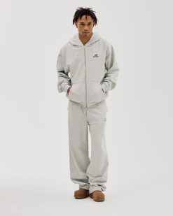 Logo Oversize Zip Hoodie, Men - Cloudy Grey