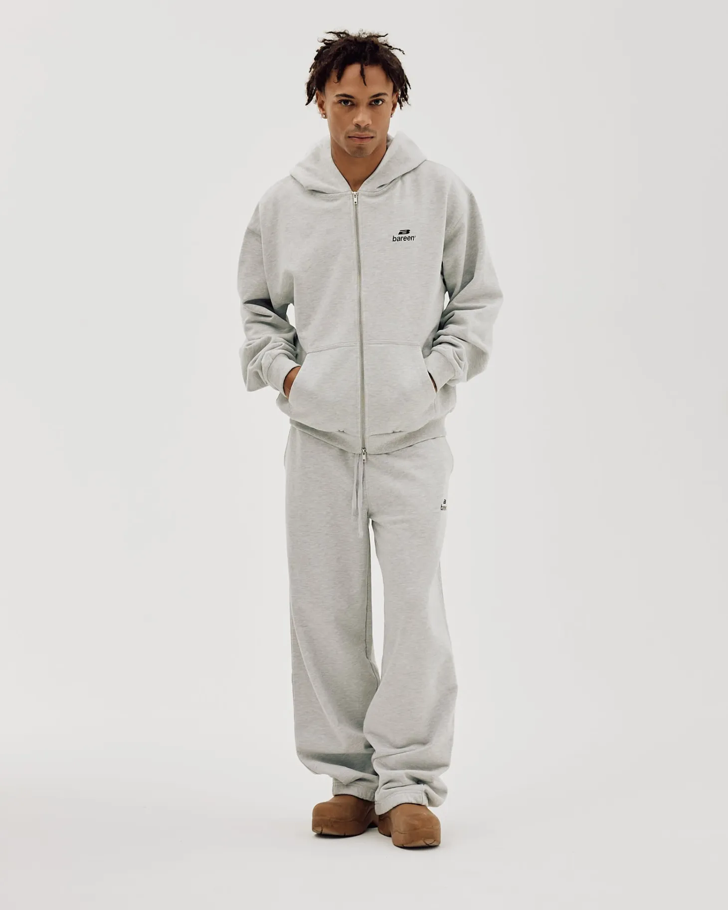 Logo Oversize Zip Hoodie, Men - Cloudy Grey