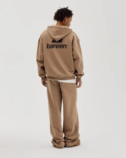 Logo Oversize Zip Hoodie, Men - Mocha