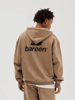 Logo Oversize Zip Hoodie, Men - Mocha