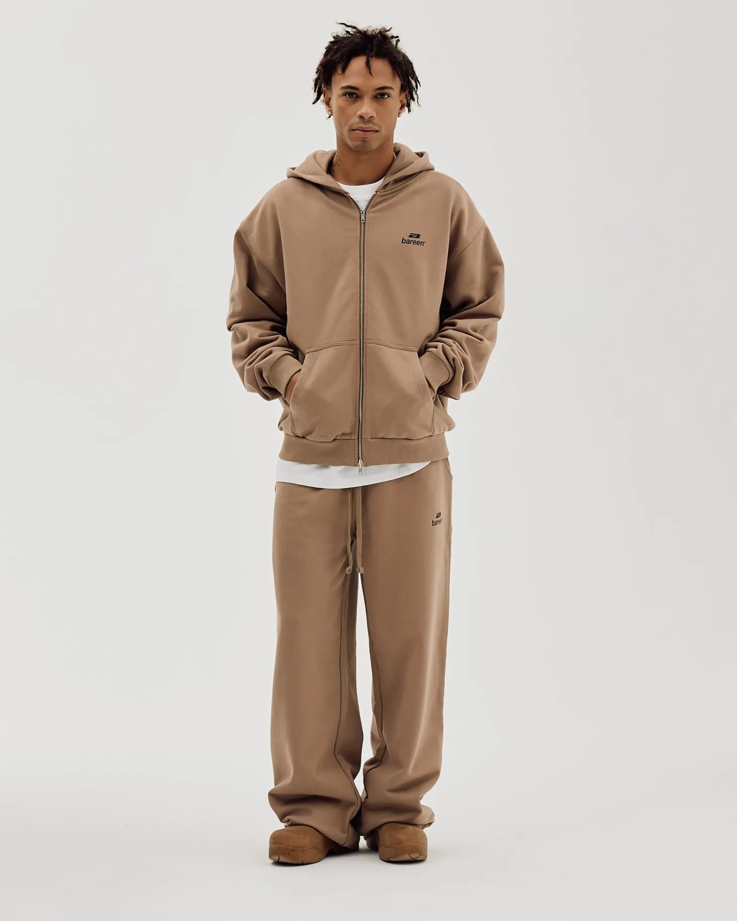 Logo Oversize Zip Hoodie, Men - Mocha