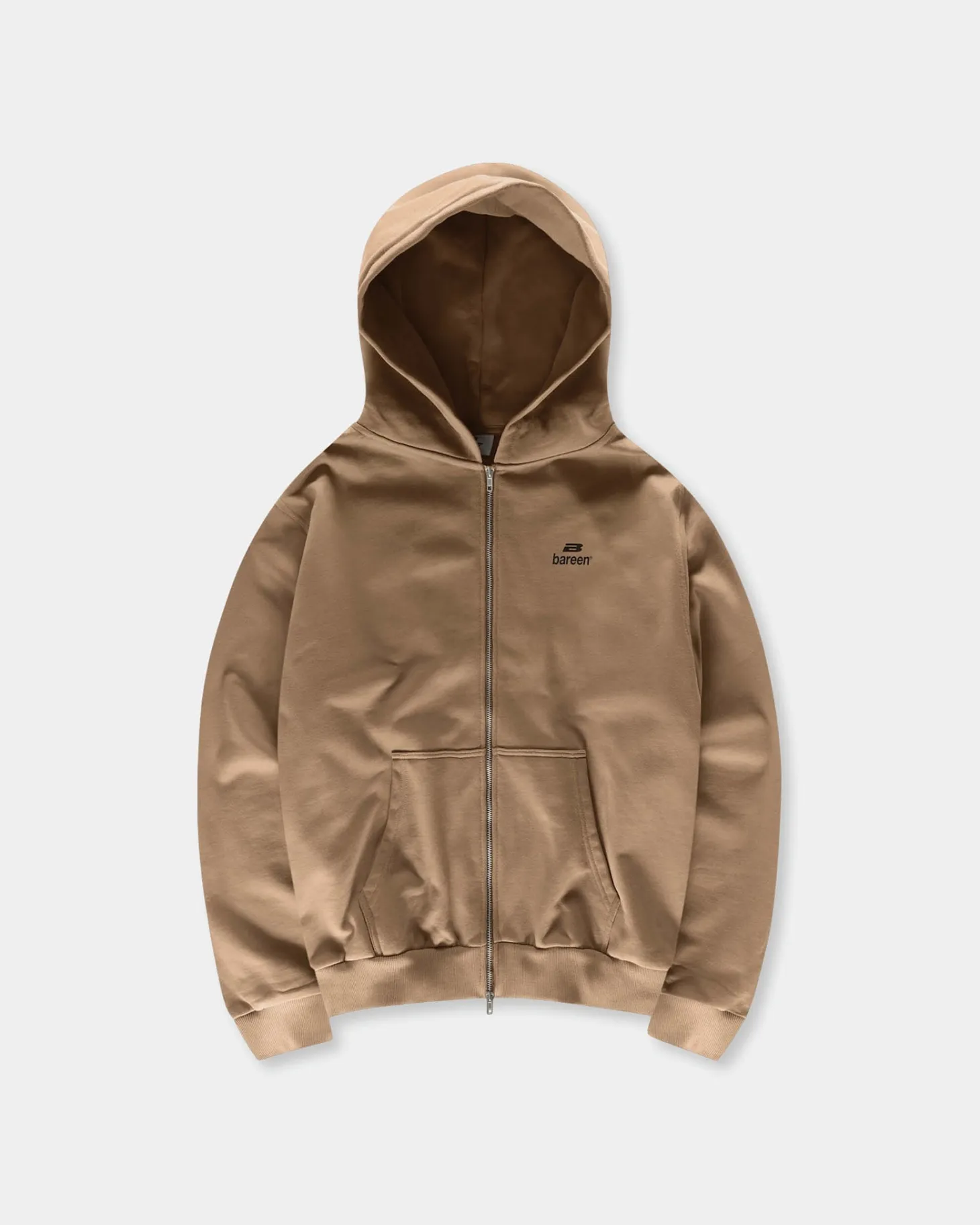 Logo Oversize Zip Hoodie, Men - Mocha