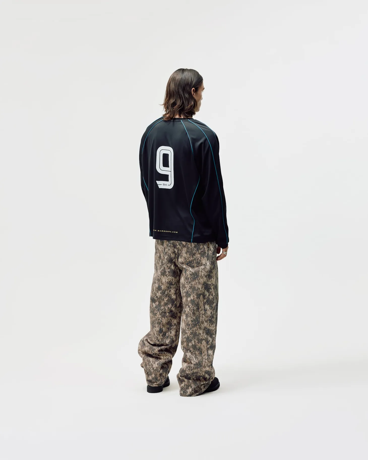 Long Sleeve Football Jersey, Men - Black