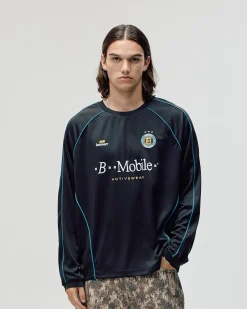 Long Sleeve Football Jersey, Men - Black