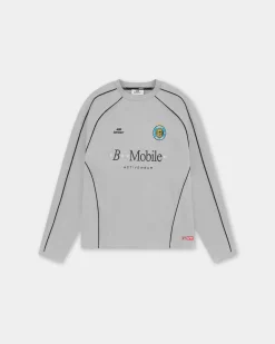 Long Sleeve Football Jersey, Men - Grey