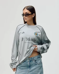 Long Sleeve Football Jersey, Women - Grey