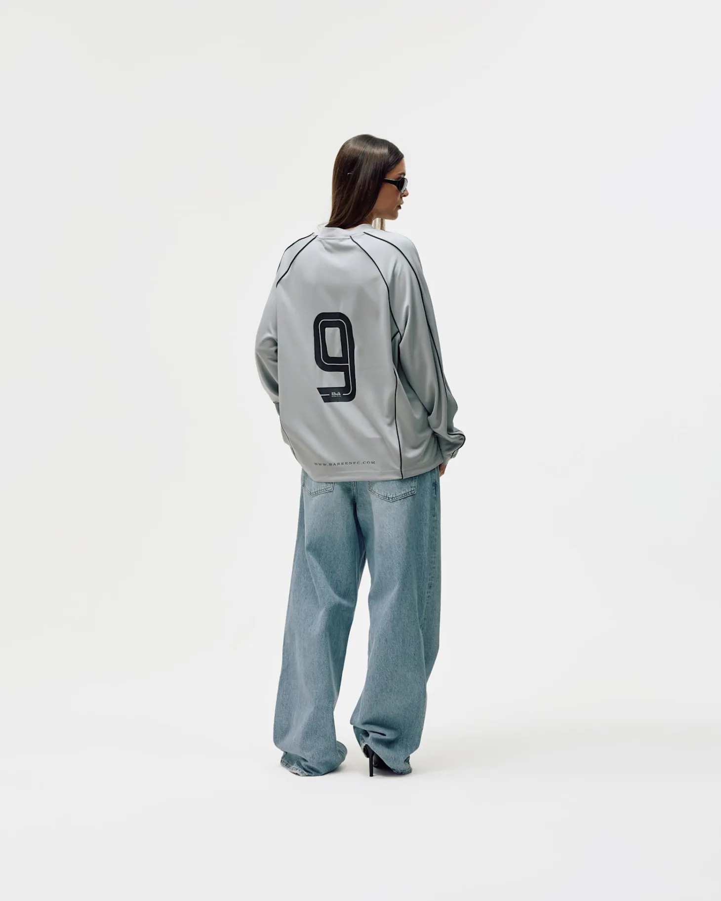 Long Sleeve Football Jersey, Women - Grey