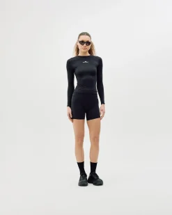 Long Sleeve Stretch Tee, Women - Black