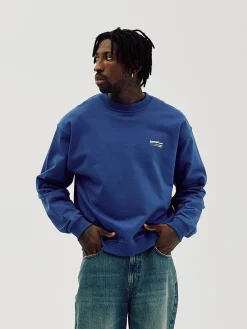 Oversized Crewneck, Men - Moto - Cobalt Blue