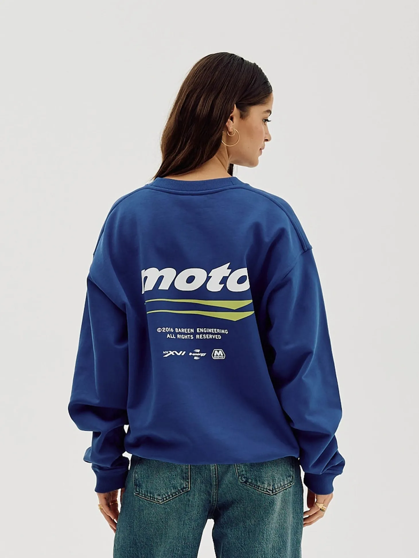 Oversized Crewneck, Women - Moto - Cobalt Blue