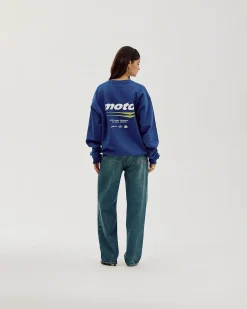 Oversized Crewneck, Women - Moto - Cobalt Blue