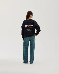 Oversized Crewneck, Women - Moto - Black