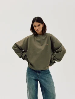 Oversized Crewneck, Women - Moto - Stone Grey