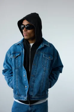 Oversized Denim Jacket, Men - AW25 - Washed Blue