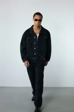 Oversized Denim Jacket, Men - AW25 - Dark Grey Denim
