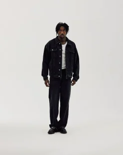 Oversized Denim Jacket, Men - Black