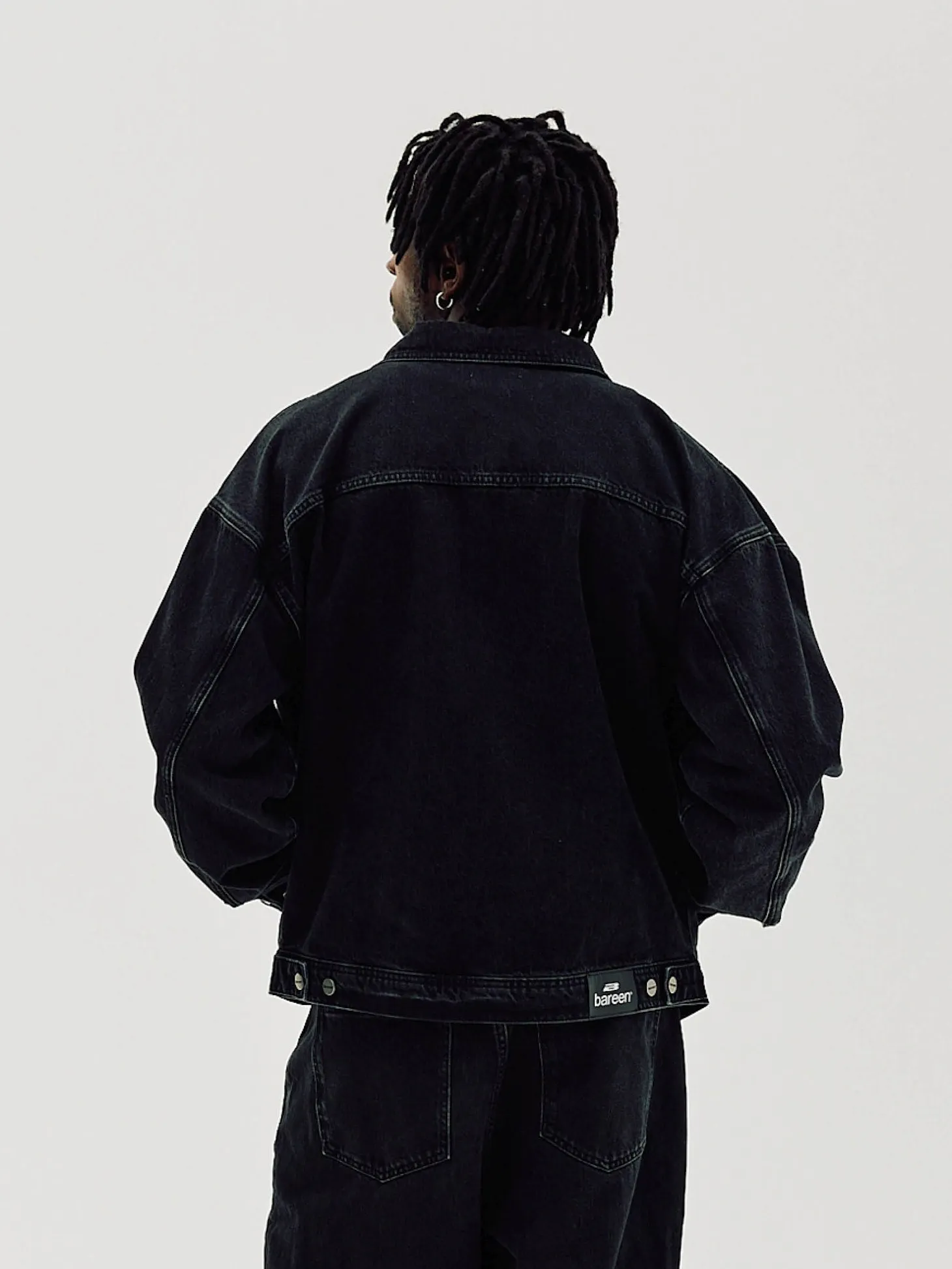 Oversized Denim Jacket, Men - Black