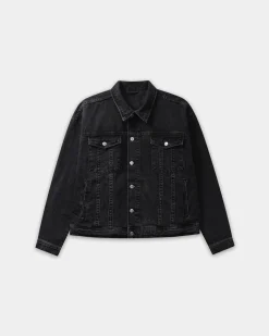 Oversized Denim Jacket, Men - Black