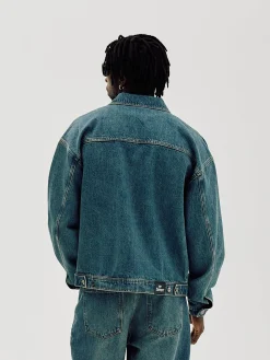 Oversized Denim Jacket, Men - Faded Blue