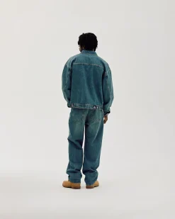 Oversized Denim Jacket, Men - Faded Blue