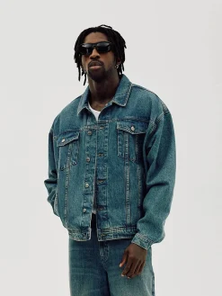 Oversized Denim Jacket, Men - Faded Blue