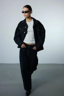 Oversized Denim Jacket, Women - AW25 - Dark Grey Denim