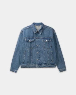 Oversized Denim Jacket, Women - Faded Blue