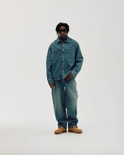 Oversized Denim Shirt, Men - Faded Blue