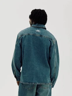 Oversized Denim Shirt, Men - Faded Blue