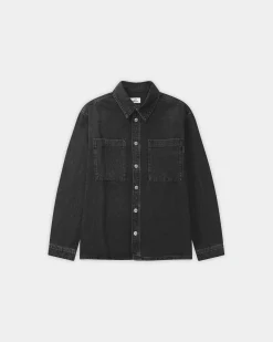 Oversized Denim Shirt, Women - Black